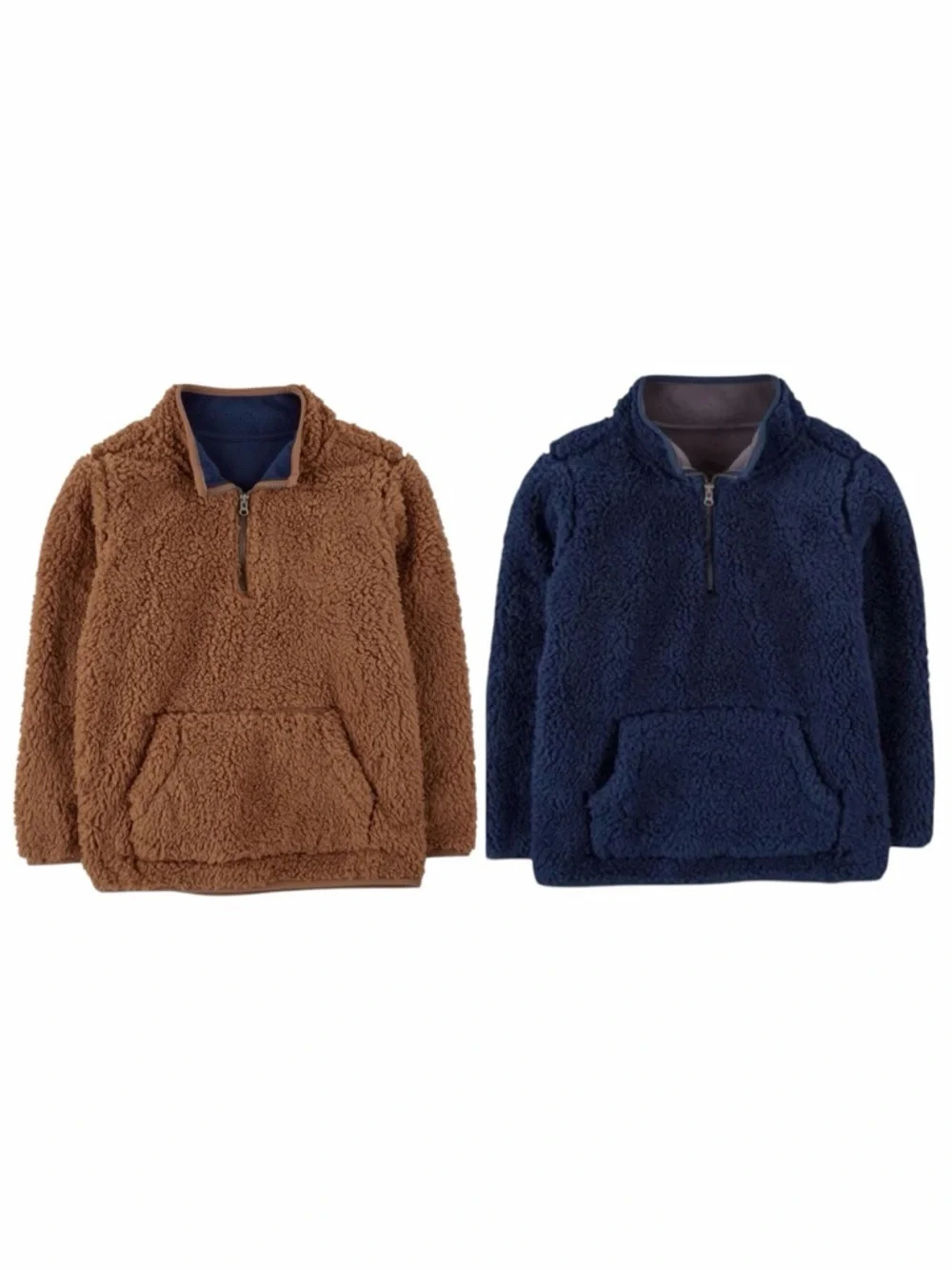 Lot of (2) Carter’s Boy’s Kid Quarter Zip Sherpa Pullover. Size 10/10A.